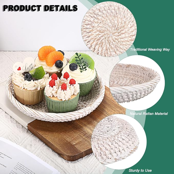 Hipiwe Small Key Basket Bowl for Entryway 7.6" Round Woven Wicker Basket | - Image 3