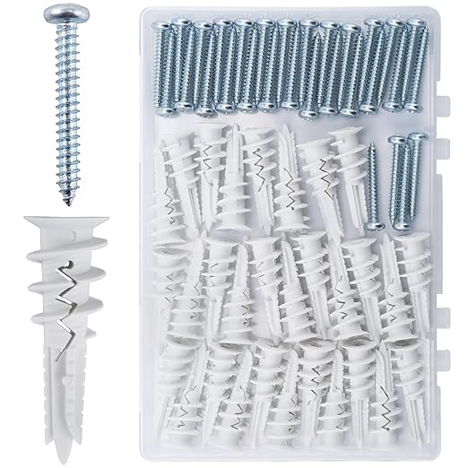 JEGONFRI 60PCS Self-Drilling Drywall Anchors and Screws Kit, Holds 75Lbs | No by JEGONFRI