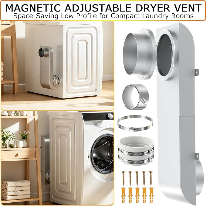 Magnetic Periscope Dryer Vent, 9.5-14.5" Adjustable Low Profile 4 Inch Dryer - Image 6