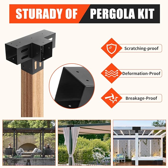 2 Pcs 4"x 4" Pergola Brackets Post | 4-Way 90° Right Angle Corner Bracket|DIY - Image 6