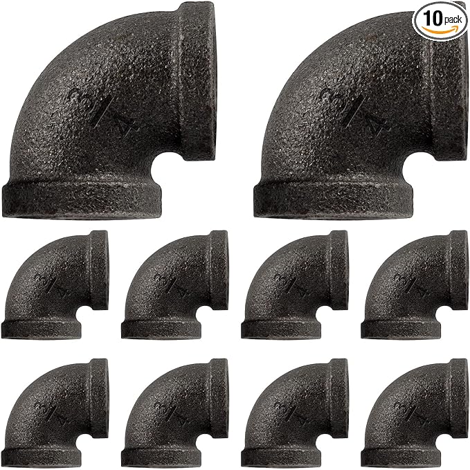 3/4 in Malleable Iron Pipe Elbows, 10 Pack Threaded Fittings | Durable by NIUBIDINDUSTRIALFURNITUR