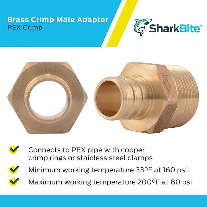 SharkBite 3/4 Inch Crimp MNPT Male Adapter, Brass Plumbing Fitting, PEX Pipe - Image 4