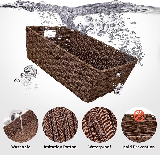 Onlytak Large Wicker Storage Basket, Metal Frame, Washable Waterproof, Woven - Image 4