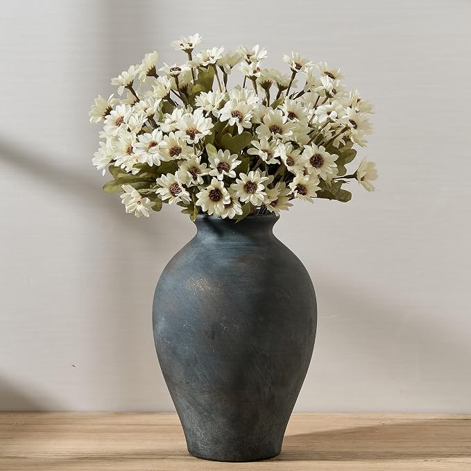 SIDUCAL Ceramic Vintage Flower Vase | 9 Inch Large Pottery Rustic Farmhouse - Image 2