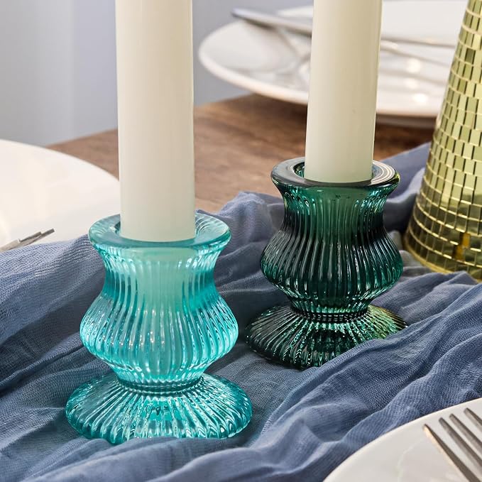 WDHODEC Christmas Taper Candle Holders 12PCS Glass Candlestick Holders - Image 5