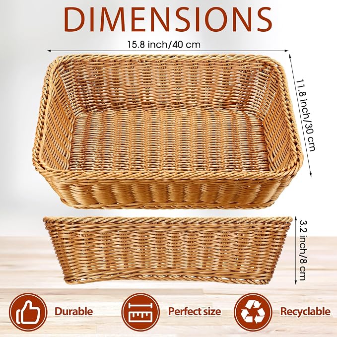 Eccliy 14 Pack Wicker Bread Baskets Woven Serving Basket, 15.8 Inch | Poly - Image 2