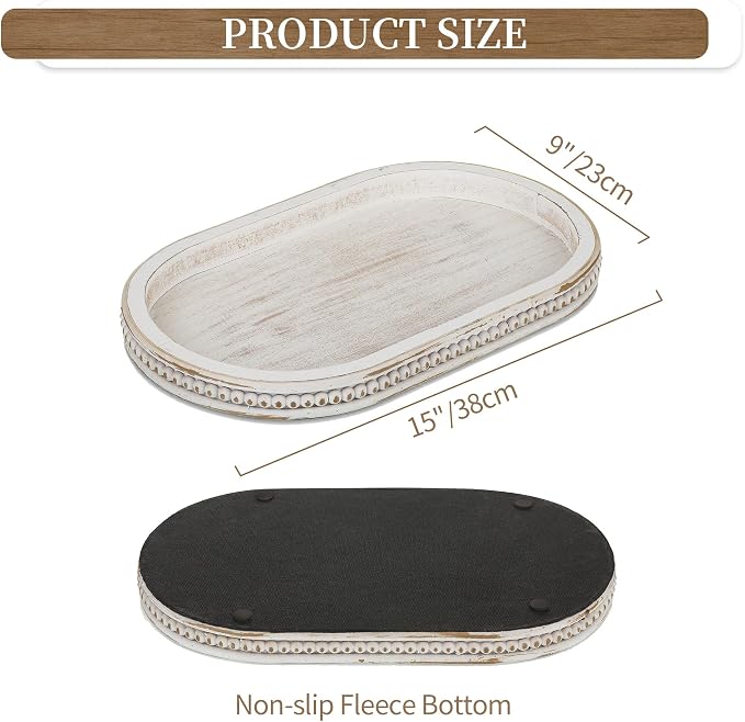 Hanobe 15" White Oval Decorative Trays - Image 5