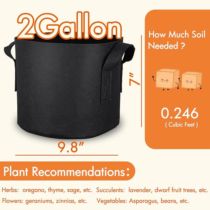 Gardzen 6-Pack 2 Gallon Grow Bags Fabric Pots - Image 7