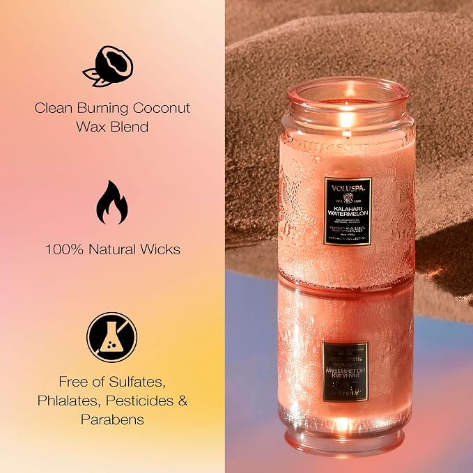 Voluspa Kalahari Watermelon, Large Candle Jar, 18 oz, 100 Hour Burn Time - Image 5