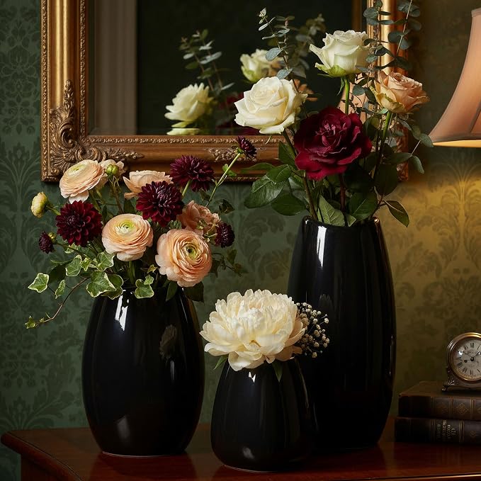 hjn Ceramic Vase Set of 3 Black Flower Vase - Image 6