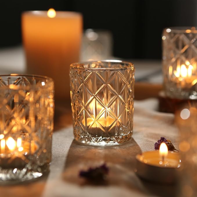 48 Pack Votive Candle Holders, Glass Clear Small Tea Light Candle Holders | - Image 4