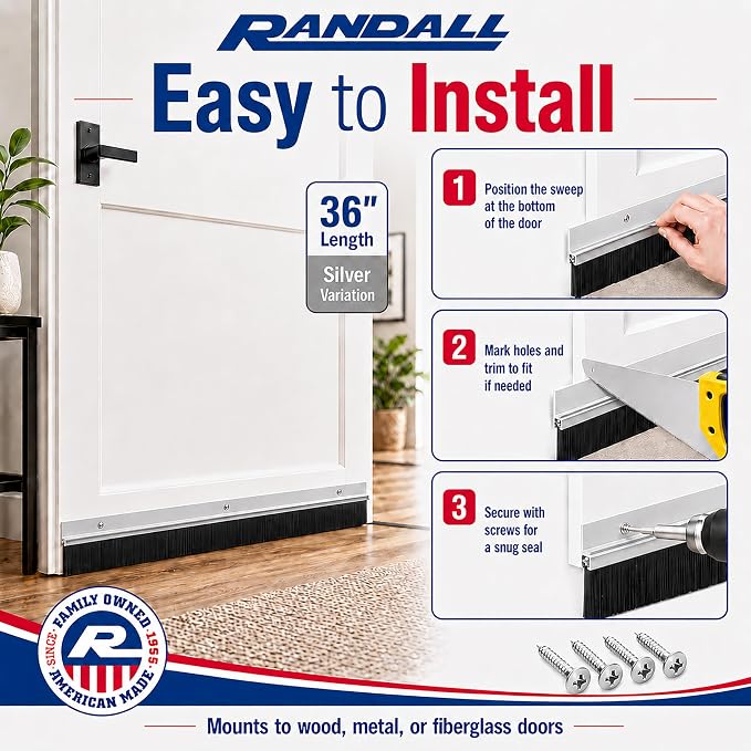Aluminum Brush Door Sweep for Bottom of Door Exterior, 36 Inch, Metal Door - Image 5