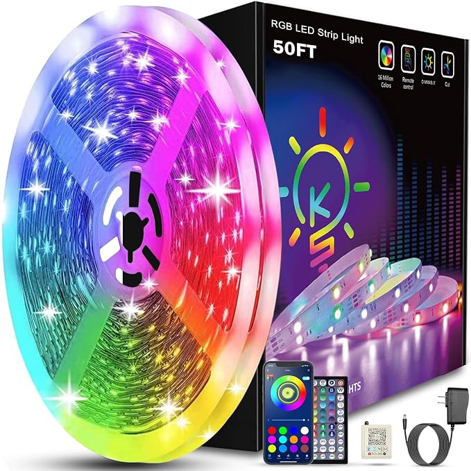 Keepsmile 50ft Led Strip Lights Smart Sync Music Led Lights by KEEPSMILE
