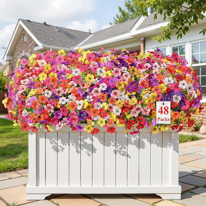 Alupssuc 48 Bundles Artificial Daisy Flowers UV Resistant by Alupssuc