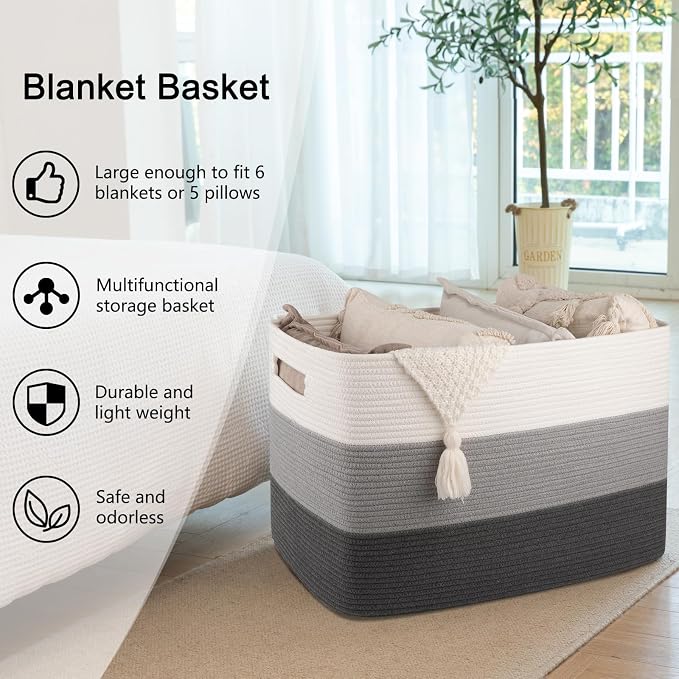 OIAHOMY 108L Extra Large Blanket Basket Dog Toy Basket radient Dark Grey | - Image 5