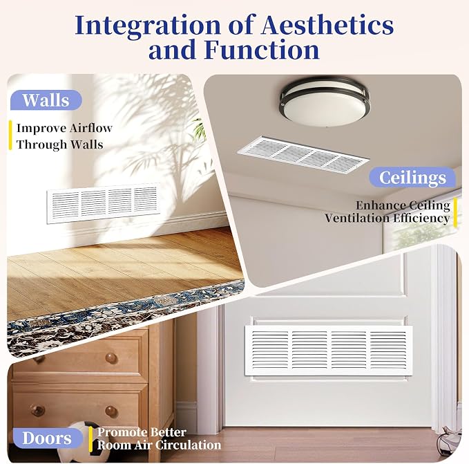 Fancat 24x6 Steel Return Air Grille, HVAC Vent Cover, 0.7cm Overall Depth - Image 6