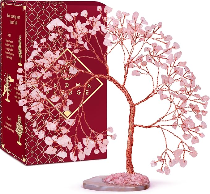 Rose Quartz Crystal Tree of Life by KARMAPLEDGE