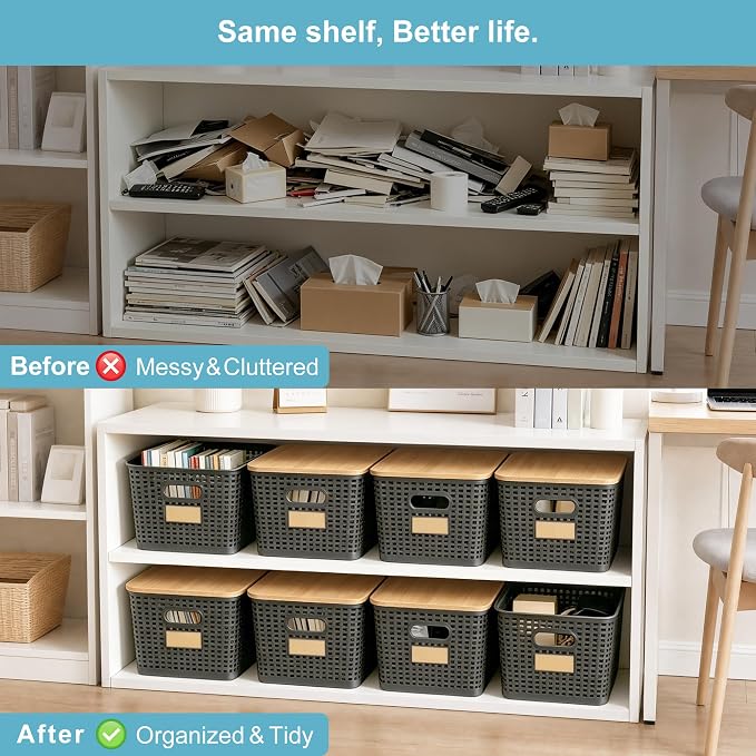 2 Pack Tall Plastic Storage Bins - Image 7