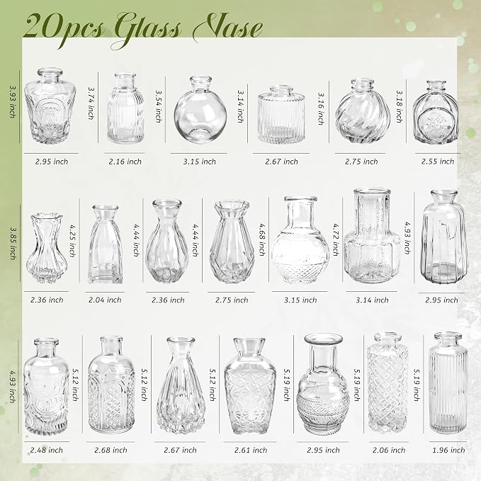 Der Rose 20pcs Glass Bud Vases, eye-catching light reflection, thick sturdy - Image 3