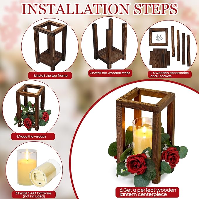 18 Pcs Wedding Wooden Lantern Centerpiece | Rustic Wooden Candle Lantern - Image 3