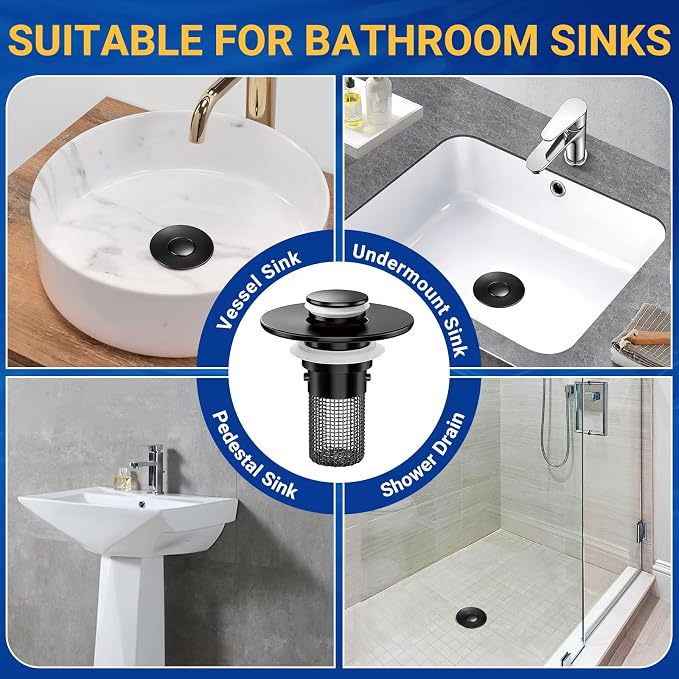 Bathroom Sink Drain Strainer, Pop-Up Bathroom Sink Stopper - Image 8