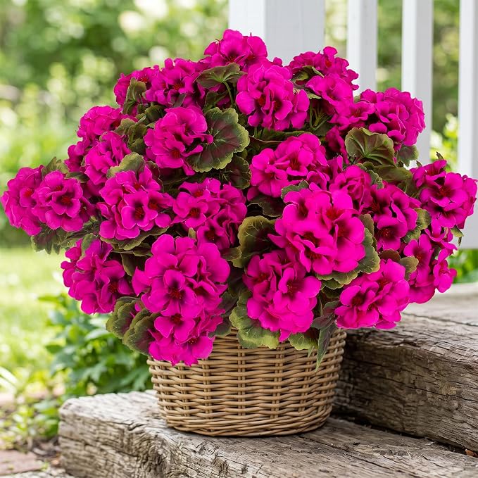 lovemoon 16 Pcs Artificial Geranium Plant Realistic Silk Flowers by Lovemoon