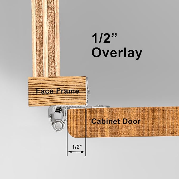Satin Brushed Nickel Cabinet Hinges, 1/2” Overlay, 4 Pack | - Image 2