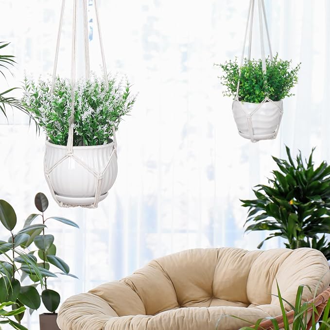 YIBOT 2 Pack 35" Macrame Plant Hangers, Hanging Planters - Image 5