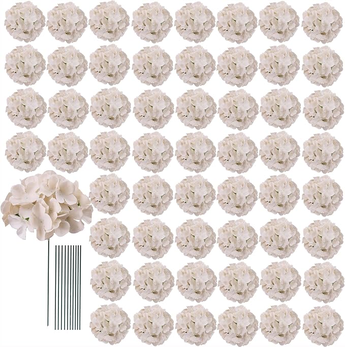 AVIVIHO 65pcs Fake Flowers Beige Hydrangea Artificial Flowers Bulk Silk Flowers by Aviviho