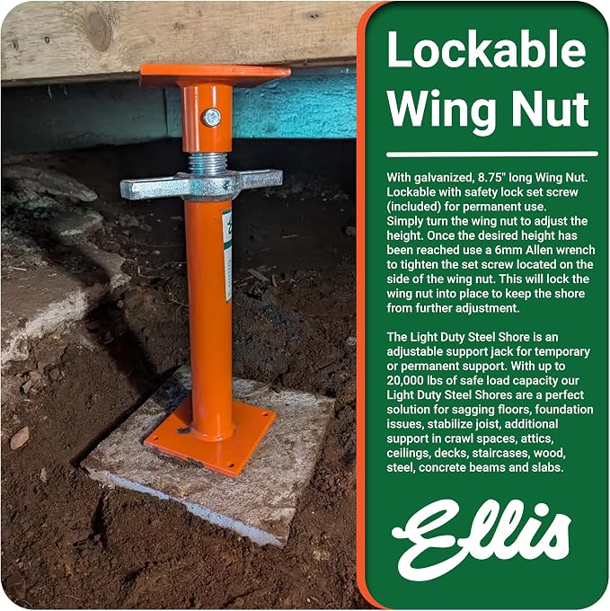 Ellis Manufacturing Light-Duty Steel, Construction Jack Post, Floor Leveling - Image 6