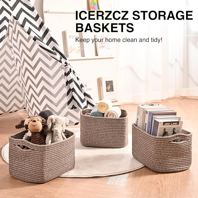 ICERZCZ Storage Baskets for Shelves Organizing, Woven Cotton Rope Baskets for - Image 6