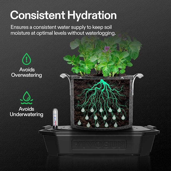 VIVOSUN 8-Pack FlexFeed Self-Watering Pots, Auto Irrigation Fabric Pot Base - Image 5