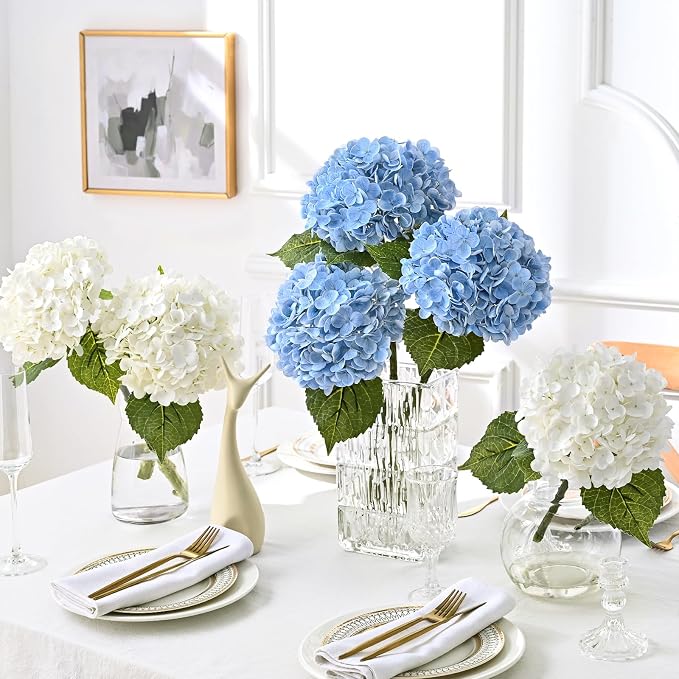 4Pcs 21in Latex Real Touch Hydrangea Artificial Flowers | Lifelike Large - Image 6