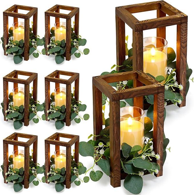 18 Pcs Wooden Lantern Centerpiece by TOBILU