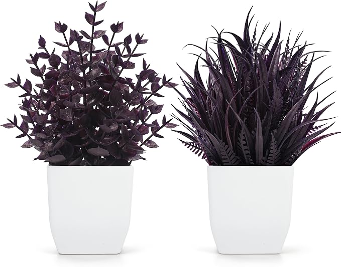 Der Rose 2 Pack Plum Small Fake Plants by DerRose