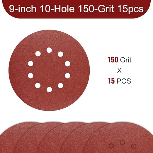 9 Inch 10 Holes Sanding Disc 150 Grit Drywall Sandpaper 15pcs - Image 2