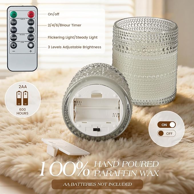 Dotted Glass Flameless Candles - Image 6