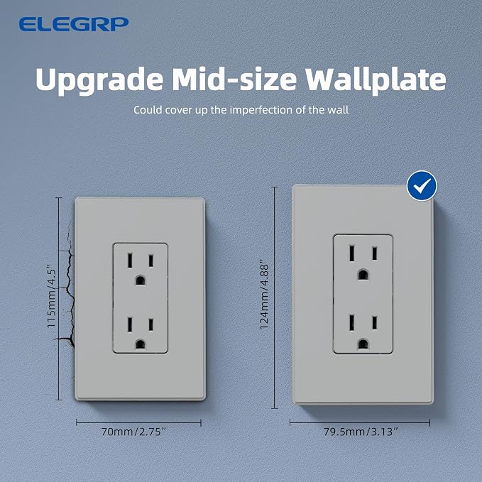 ELEGRP 1-Gang Screwless Decorative Wall Plates, Mid-Size Unbreakable - Image 5