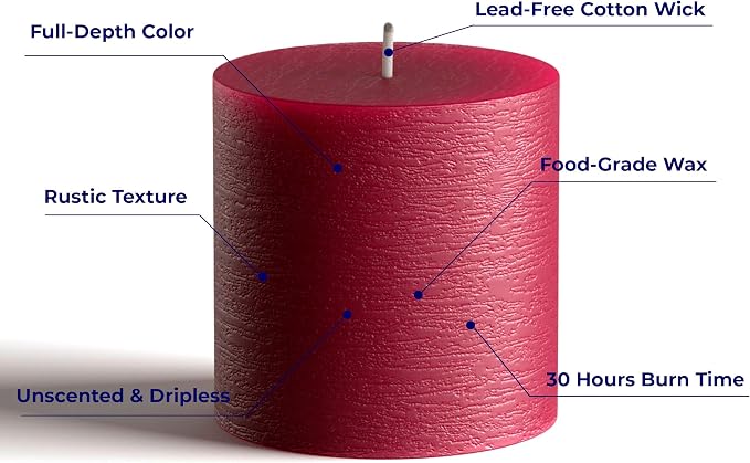 Set of 3 Pillar Candles 3" x 3" Unscented Handpoured Weddings, Home Decoration - Image 2