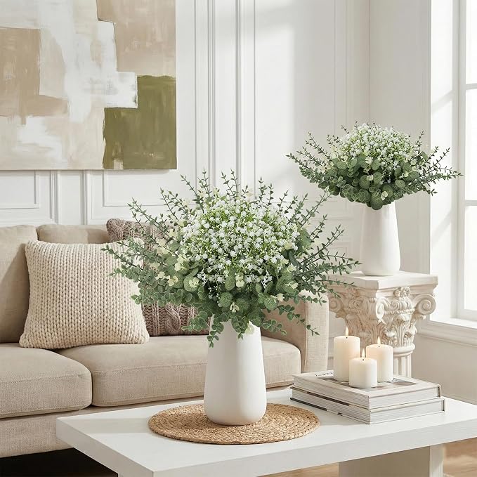 lovemoon 200 Pcs Mixed Greenery Artificial Eucalyptus Stems, Baby Breath - Image 8