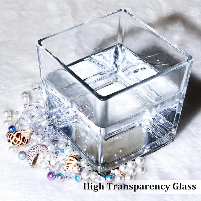 6 Pack Square Glass Vases 5" x5" x 5", Wedding Party Home Decor - Image 4