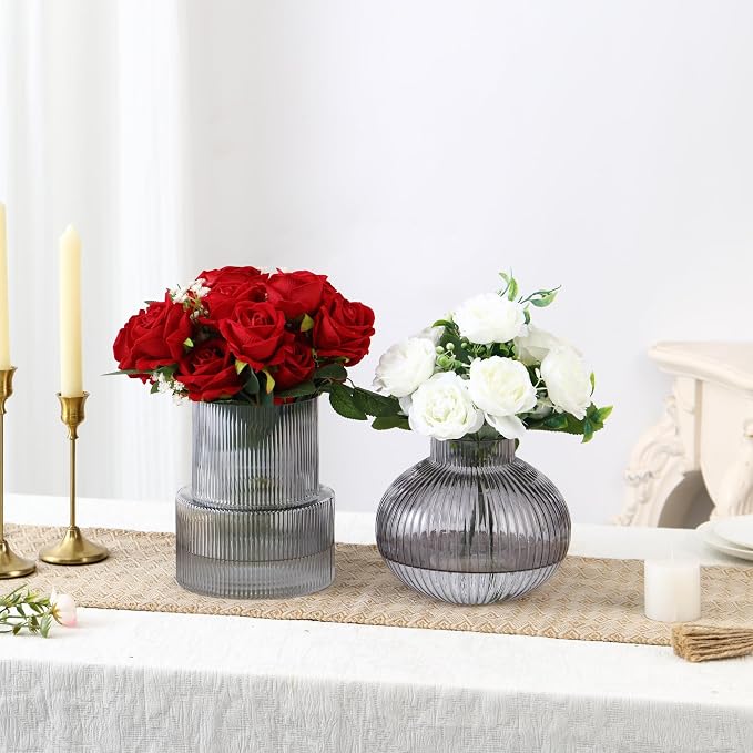 Ribbed Glass Vases, Modern Vase - Image 2