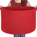 Extra Large Red Basket for Organizing, Baby Nursery Wicker Laundry Basket by MEGASKET