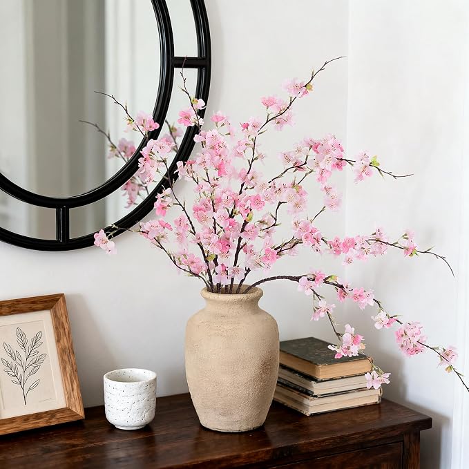 INXUGAO Artificial Cherry Blossom Branches Decor 6 PCS Fake Flowers Indoor | - Image 9