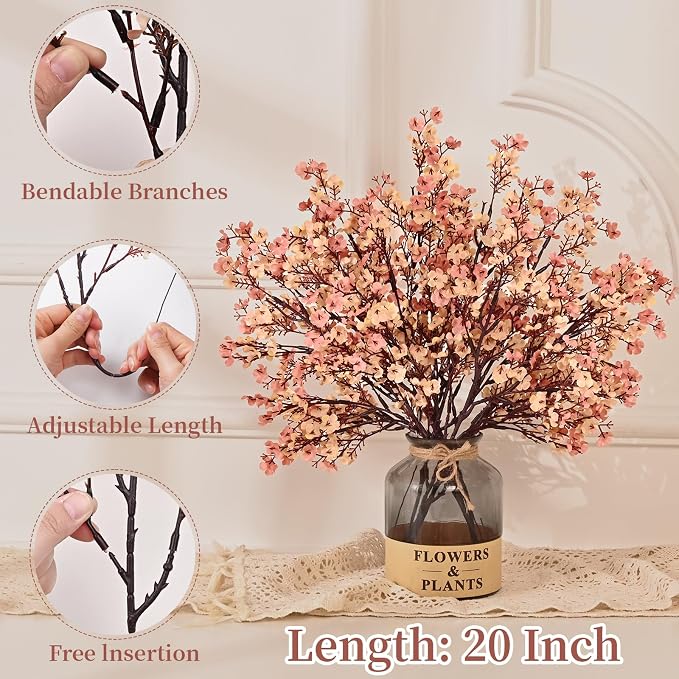 5 Pcs Fall Flowers, Real Touch Babys Breath Artificial Flowers, Full Baby - Image 4