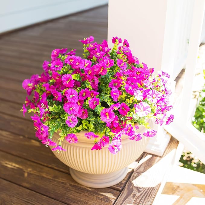 Artificial Flowers for Outdoors Fake Plants Outside Decoration, 12 Bundles Faux - Image 3