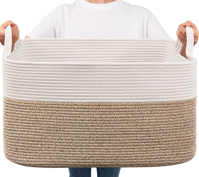 Goodpick Large Woven Rope Blanket Basket, Nursery & Living Room Organization by Goodpick
