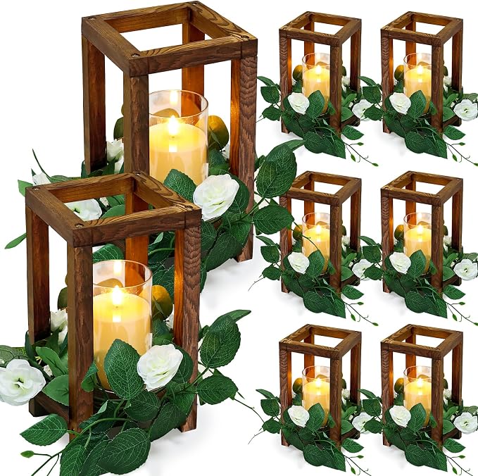 18 Pcs Wooden Lanterns by TOBILU