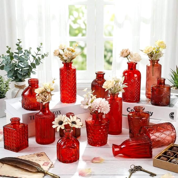 Yaomiao 30 Pcs Glass Bud Vases Centerpieces, Mini Colored Flower Vase - Image 6