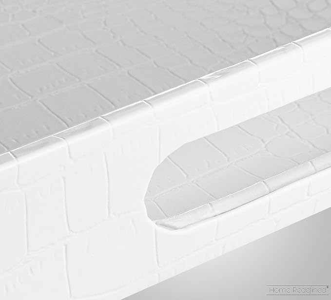 Home Redefined 17.5"x12" White Glossy Crocodile Faux Leather Serving Tray - Image 6